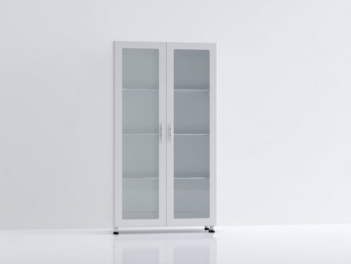 Vetrina - Metallo-Vetro - 80x40x180 cm - Grigio chiaro - Stile minimalista moderno