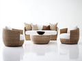 Divani da esterno - Rattan-Tessuto - lunghezza 190cm x larghezza 82cm x altezza 76cm - Marrone chiaro-Bianco - Stile moderno