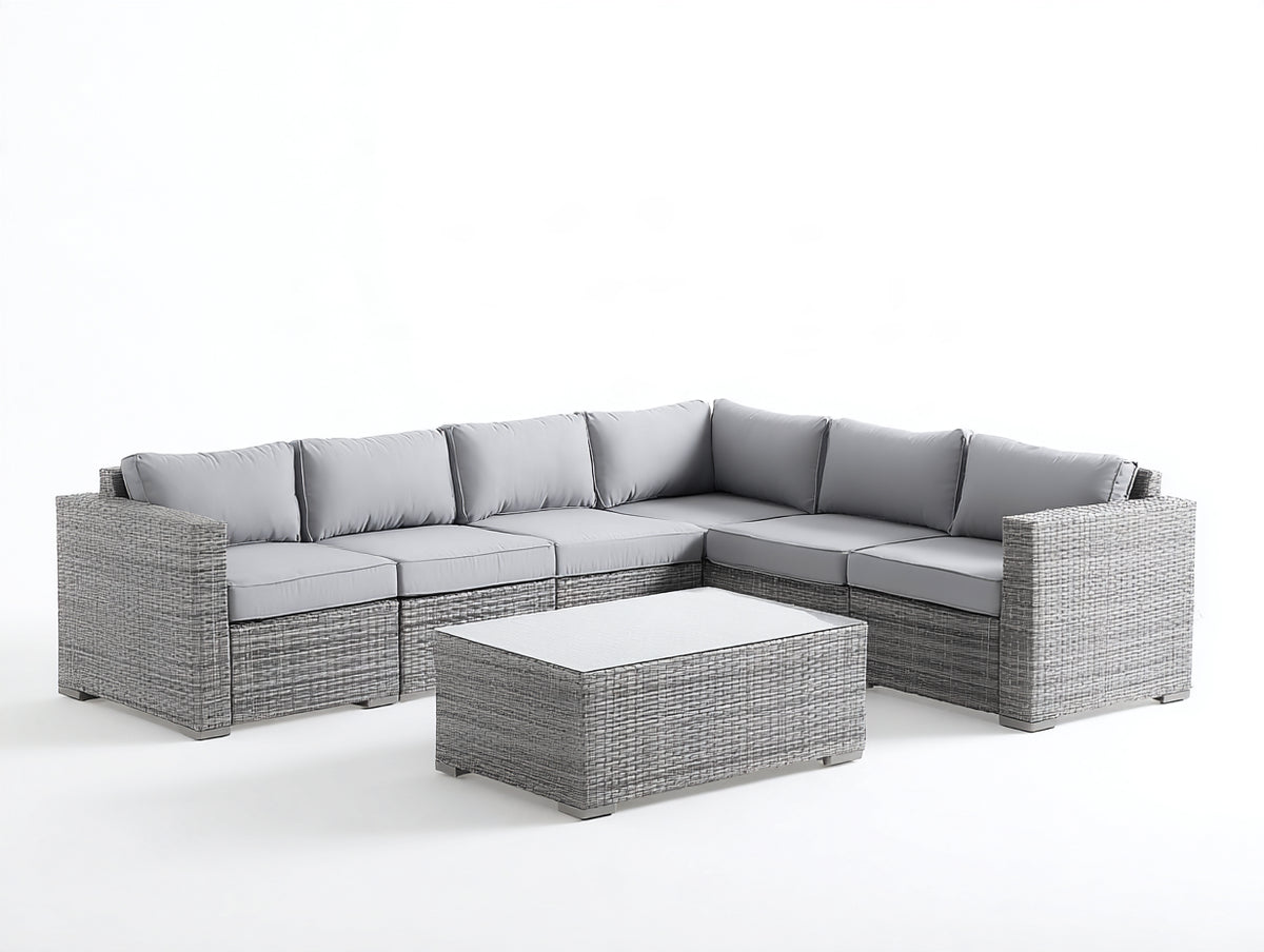 Divani da esterno - Rattan-Tessuto - lunghezza 275cm x larghezza 210cm x altezza 72cm - Grigio - Stile moderno