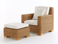 Poltrona da giardino - Fibra intrecciata-Tessuto - 98 x 92 x 91 cm - Marrone naturale-Bianco crema - Design moderno naturale