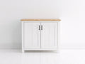 Credenza - legno-metallo - 100 x 45 x 90 cm - bianco-legno naturale - stile rustico moderno