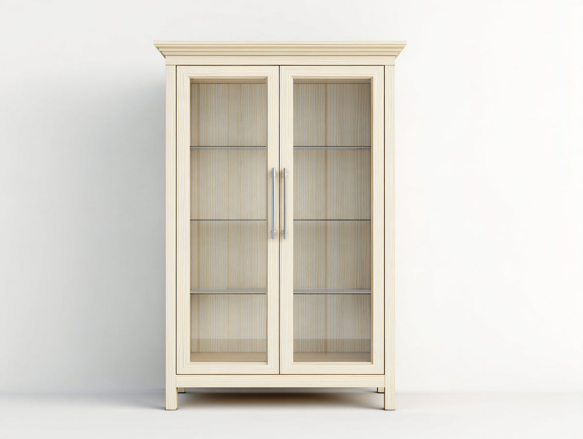 Vetrina - Legno-Vetro-Metallo - 110 x 42 x 190 cm - Legno chiaro - Stile classico