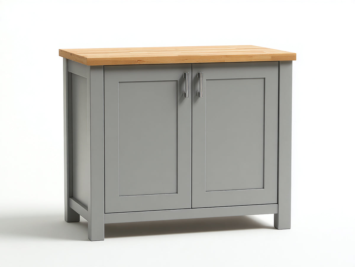 Credenza - legno-metallo - 110 x 50 x 90 cm - grigio-legno naturale - stile moderno
