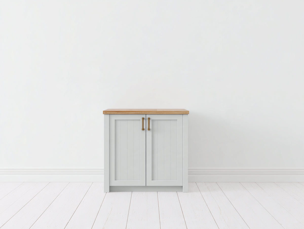Credenza - legno-metallo - 90 x 40 x 90 cm - bianco-legno naturale - stile moderno