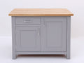 Credenza - legno-metallo - 110 x 50 x 95 cm - grigio chiaro-legno naturale - stile moderno