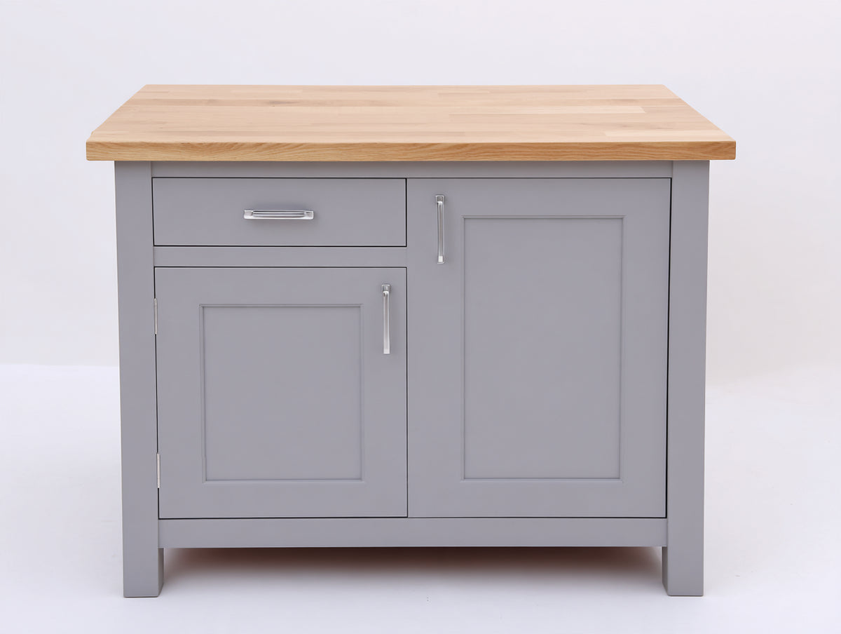 Credenza - legno-metallo - 110 x 50 x 95 cm - grigio chiaro-legno naturale - stile moderno
