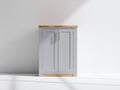 Credenza - legno-metallo - 80 x 40 x 110 cm - grigio-legno naturale - stile contemporaneo