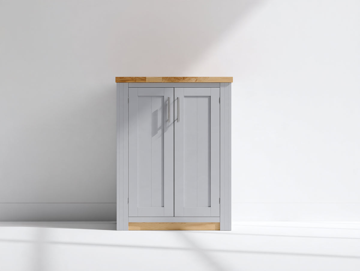 Credenza - legno-metallo - 80 x 40 x 110 cm - grigio-legno naturale - stile contemporaneo