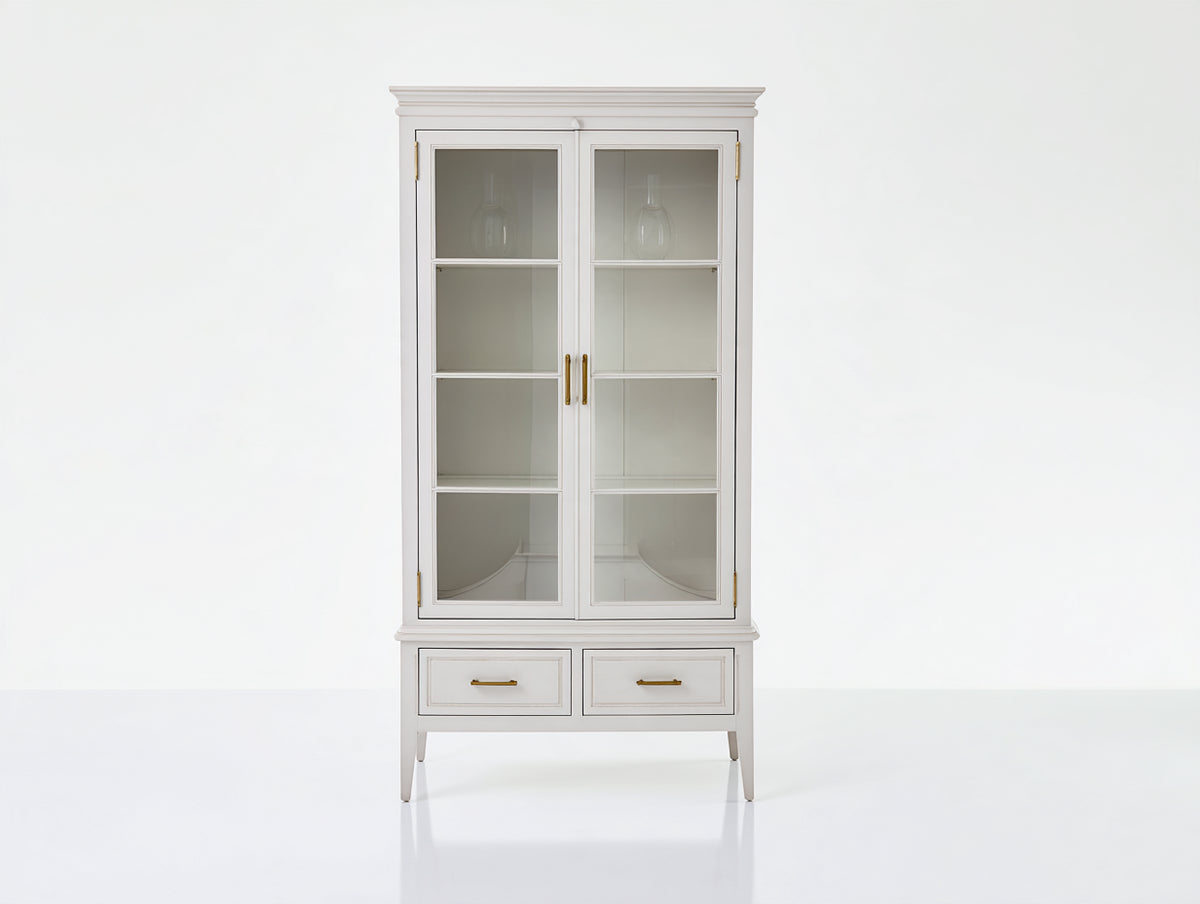 Vetrina - Legno-Vetro - 90 x 40 x 195 cm - Bianco - Stile classico