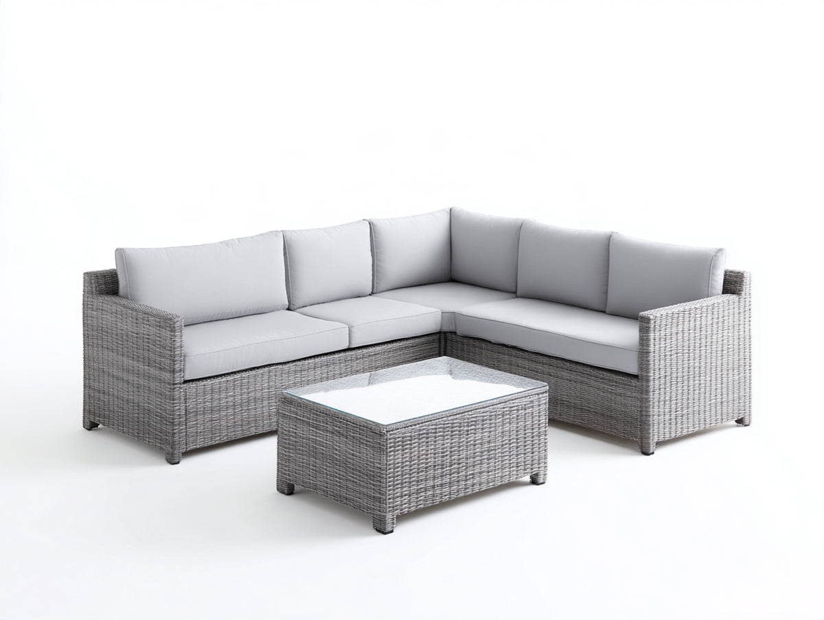 Divani da esterno - Rattan-Tessuto - 260 x 260 x 74 cm - Grigio chiaro - Stile moderno