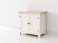 Credenza - legno-metallo - 95 x 45 x 90 cm - bianco-legno naturale - stile rustico moderno