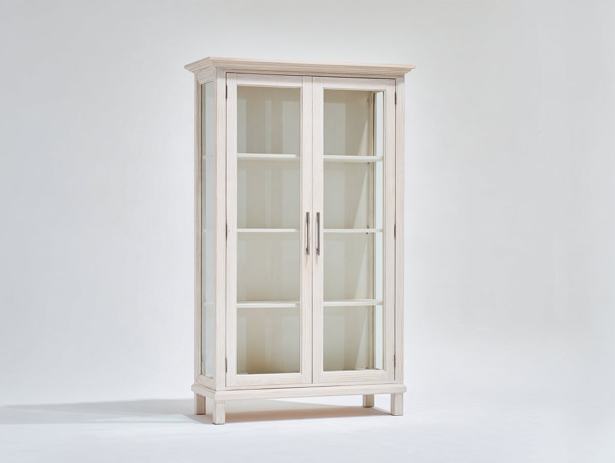 Vetrina - Legno-Vetro-Metallo - 105 x 40 x 188 cm - Legno chiaro - Stile classico