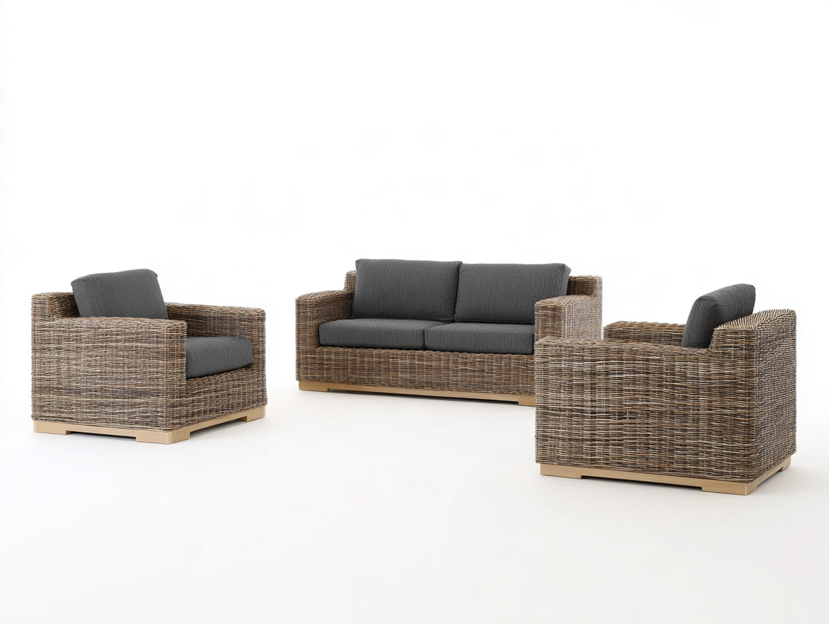 Divani da esterno - Rattan-Tessuto - 184 x 84 x 76 cm - Marrone-Grigio scuro - Stile contemporaneo