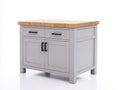 Credenza - legno-metallo - 105 x 55 x 90 cm - grigio chiaro-legno naturale - stile Shaker moderno