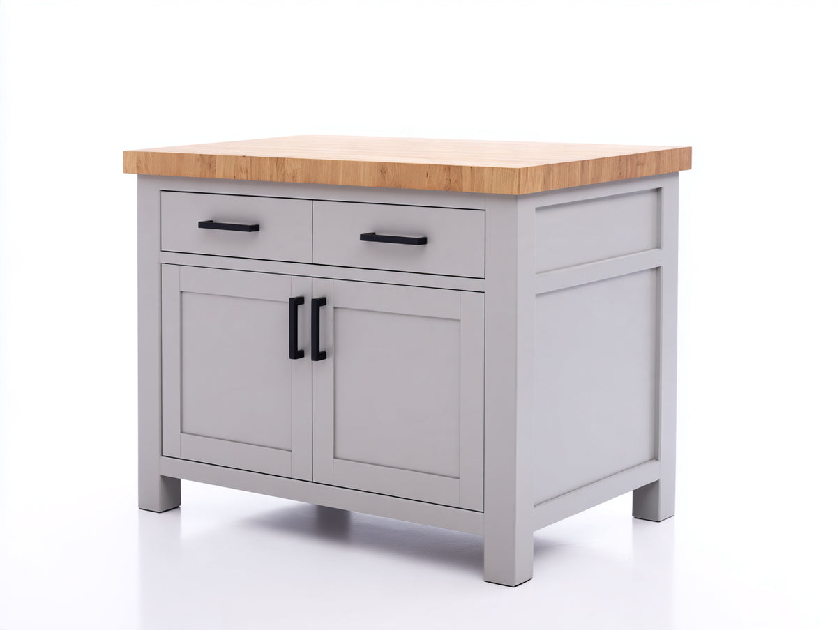 Credenza - legno-metallo - 105 x 55 x 90 cm - grigio chiaro-legno naturale - stile Shaker moderno