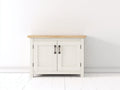 Credenza - legno-metallo - 105 x 45 x 90 cm - bianco-legno naturale - stile rustico moderno