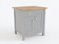 Credenza - legno-metallo - 90 x 50 x 95 cm - grigio chiaro-legno naturale - stile Shaker moderno