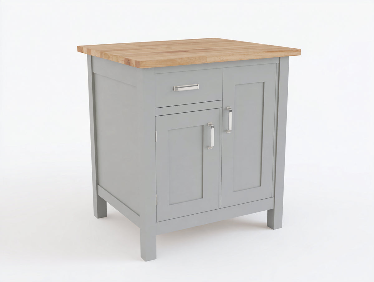 Credenza - legno-metallo - 90 x 50 x 95 cm - grigio chiaro-legno naturale - stile Shaker moderno