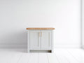 Credenza - legno-metallo - 85 x 40 x 85 cm - bianco-legno naturale - stile moderno