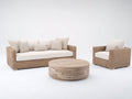 Divani da esterno - Rattan-Legno-Tessuto - lunghezza 200cm x larghezza 84cm x altezza 77cm - Marrone chiaro-Bianco - Stile naturale