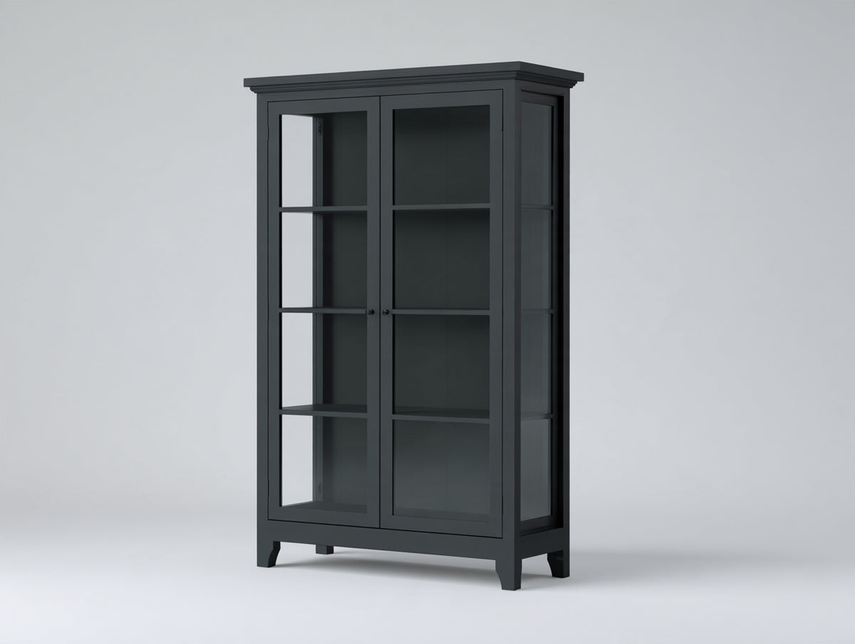 Vetrina - Legno-Vetro-Metallo - 108 x 42 x 192 cm - Grigio scuro - Stile classico